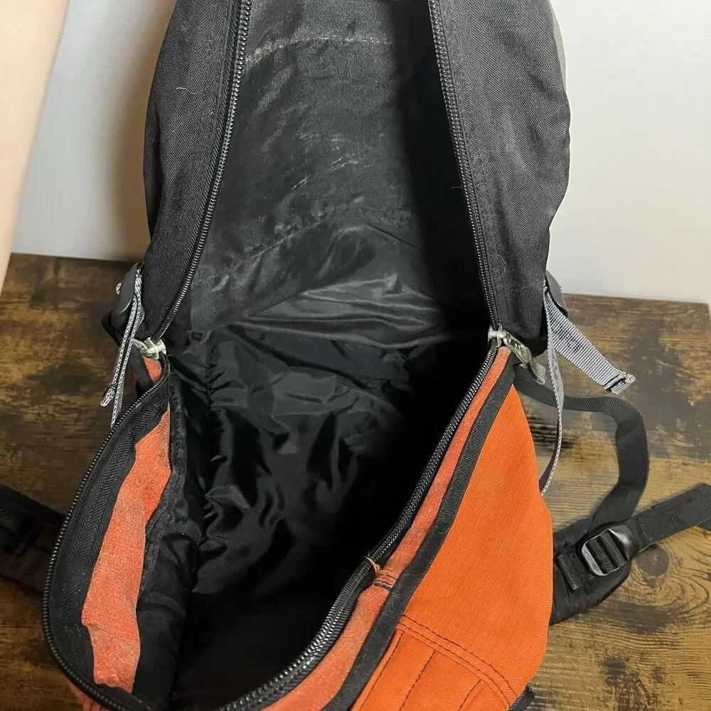 Vintage JanSport Backpack Orange Black Gray Trail Hiking Multi Pocket 90s Bag